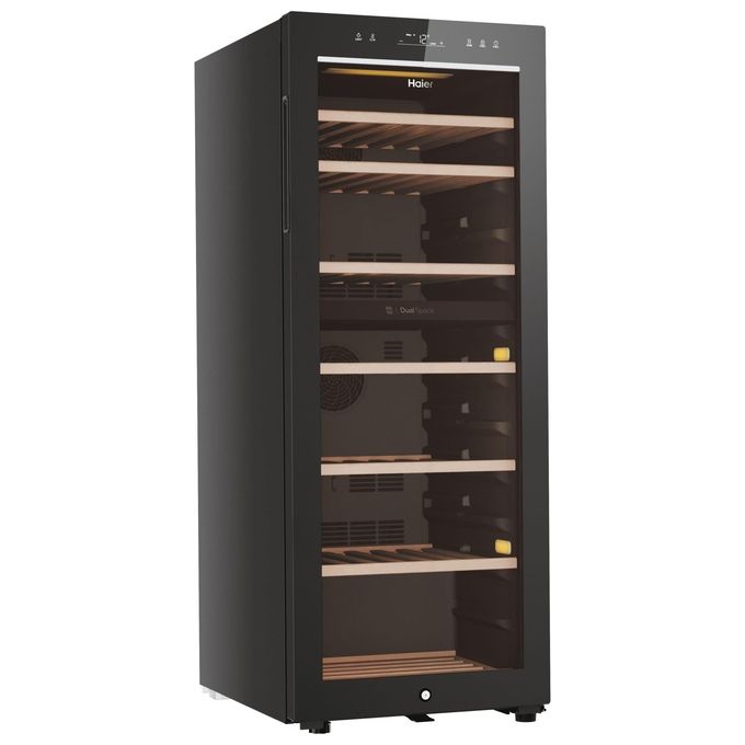Haier Wine Bank 50 Serie 7 HWS77GDAU1 Cantinetta Vino con Compressore Libera Installazione Nero 77 Bottiglie