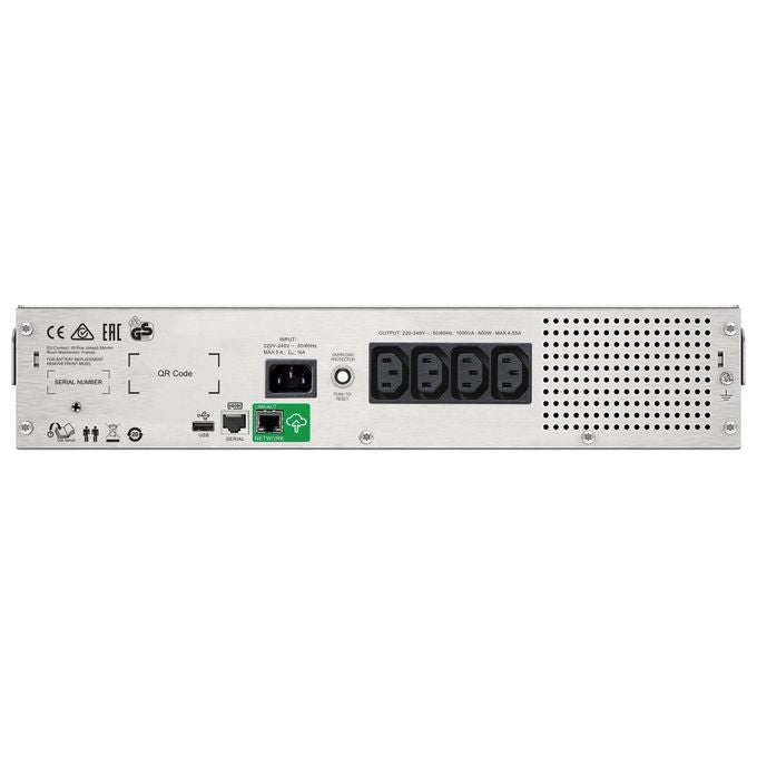 Apc Smart-UPS C Ups Montabile in Rack 230V c.a. V 600W 1000 VA Usb Serial Connettori di Uscita 6 2U Nero con APC SmartConnect