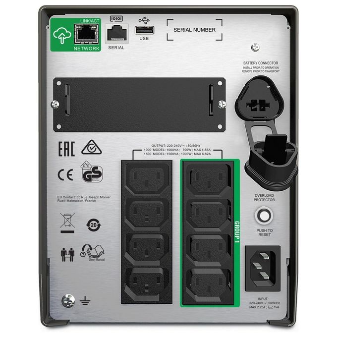 APC SMT1500IC Smart-UPS Gruppo di Continuita' UPS 1500VA 1000W 8 Prese AC LCD AVR Mini Tower colore Nero