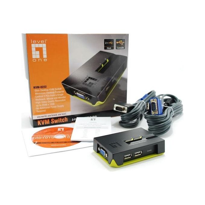 Level One Kvm-0422 4-port usb kvm Switch inclusi Cavi