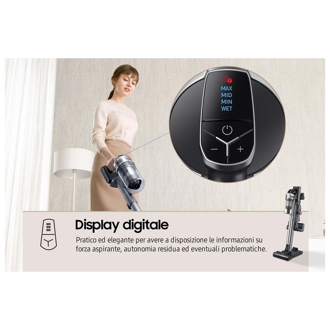 Samsung VS20R9046T3-ET Jet 90 Series Scopa Elettrica Senza Filo Senza Sacco Potenza 200W Autonomia 60 Minuti Spazzola Morbida Parquet Spazzola Tappeti
