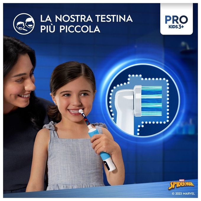 Braun Oral B Spazzolino Elettrico Pro Kids Spiderman Azzurro e Bianco