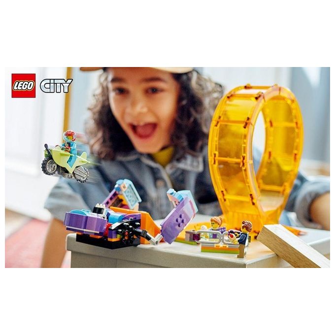 LEGO 60338 City Stuntz Giro della Morte dello Scimpanzé Set da Costruzione con Moto Carica e Vai Minifigure e Scimpanzé Meccanico colore Multicolore