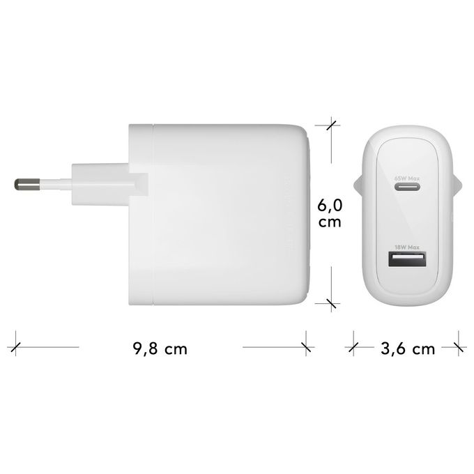 DBrramante1928 Re-Charge Universale Bianco AC Interno Usb-C 65WUsb-A