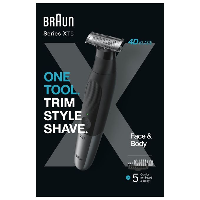 Braun XT5100 Serie X Rasoio Barba 4D Blade FaceeBody Nero e Grigio