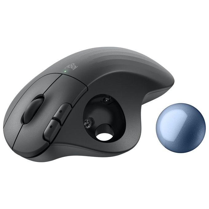 Logitech ERGO M575S mouse trackball wireless mouse ergonomico wireless con Bluetooth e dongle crittografato controllo comodo con il pollice tracciamento preciso e fluido per PC-Mac - Grafite