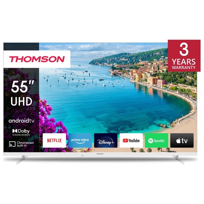 Thomson 55UA5S13W Smart TV 55 Pollici 4K Ultra HD Display LED Sistema Google TV colore Bianco