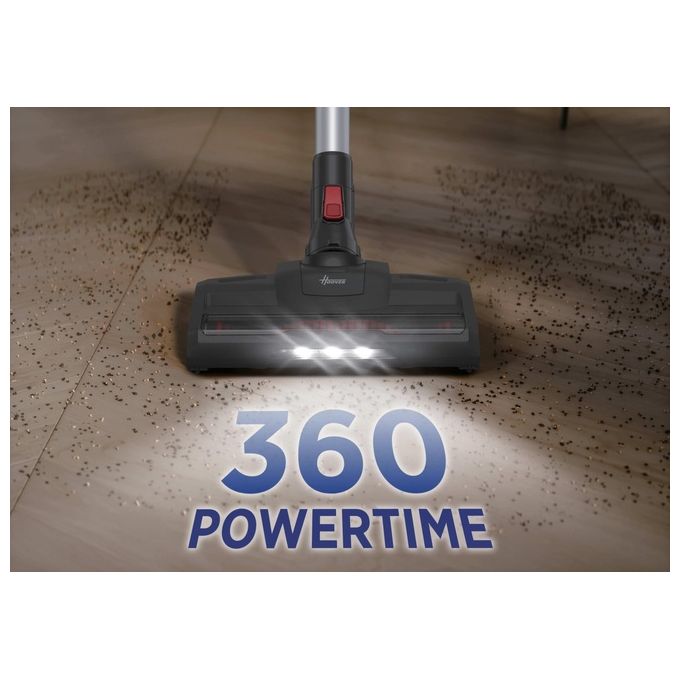 Hoover HF122RH 011 H-Free 100 – Scopa elettrica senza filo e senza sacco, capacita' 0,9 L, autonomia fino a 40 minuti, 2 velocita', sistema ciclonico, accessori inclusi, colore Argento-Rosso