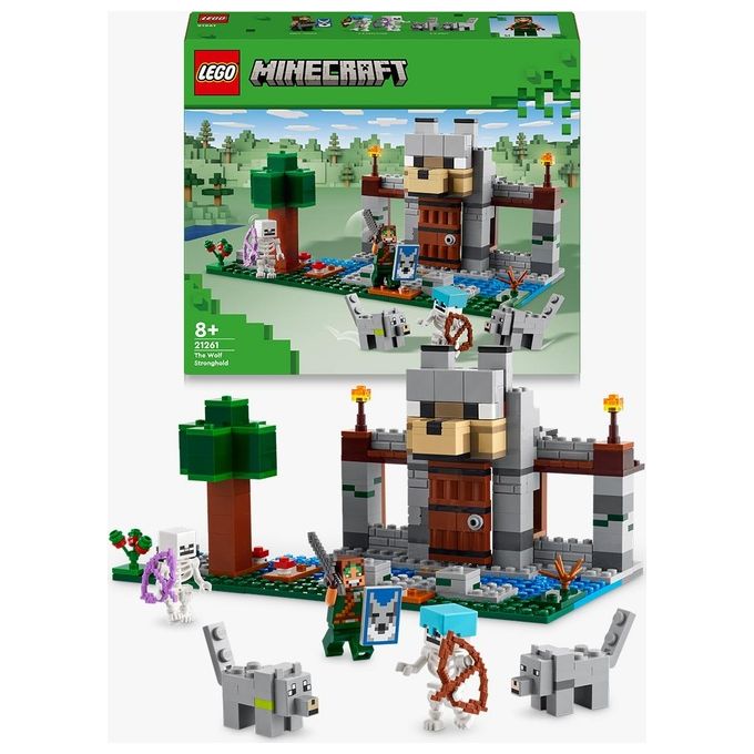 LEGO Minecraft Il Castello del Lupo Giocattolo da Costruire con il Personaggio del Domatore 2 Animali e 2 Scheletri con Armi Giochi di Ruolo per Bambini e Bambine da 8 Anni in su Idea Regalo 21261