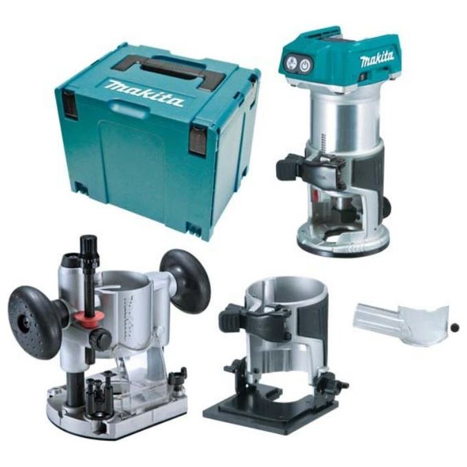 Makita Drt50Zjx2 Rifilatore-Fresatrice 18V Bl + 3 Basi (Batteria Non Inclusa)