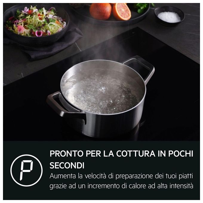 AEG IKB84443IB Piano Cottura a Induzione da Incasso 4 Zone Stop and Go 77 cm Nero