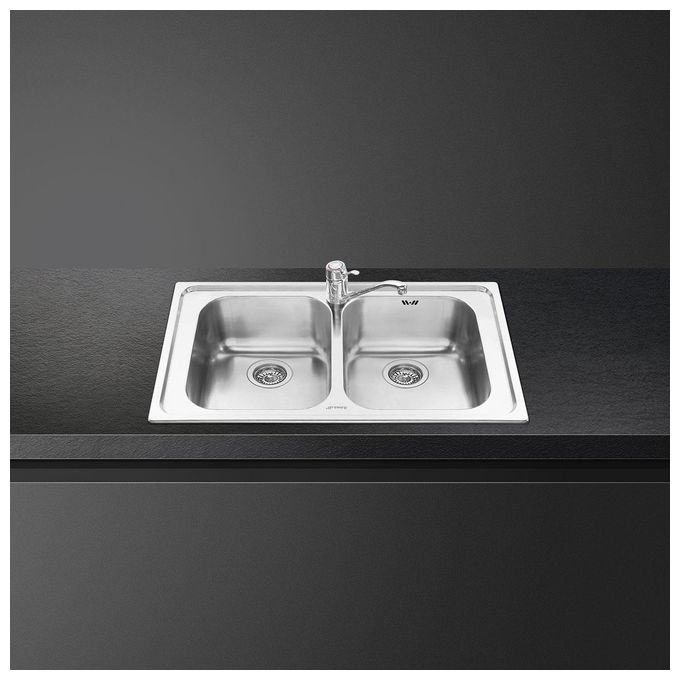 Smeg SP862 Alba Lavello saldato Acciaio inox AISI304 Spazzolato da Incasso 2 Vasche Acciao Inox 86x50cm SP862