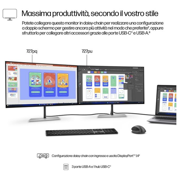 HP 727pq Series 7 Pro monitor LED 27'' 2560 x 1440 QHD @ 120 Hz IPS Black 400 cd-m² 2000:1 DisplayHDR 400 5 ms HDMI DisplayPort nero argento