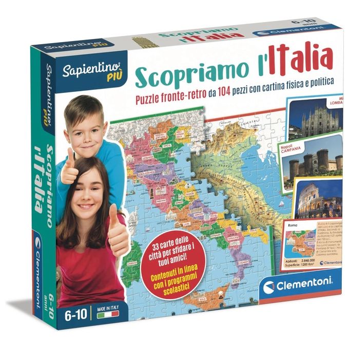 Clementoni Gioco Educativo Sapientino Scopriamo l'Italia Smart Puzzle