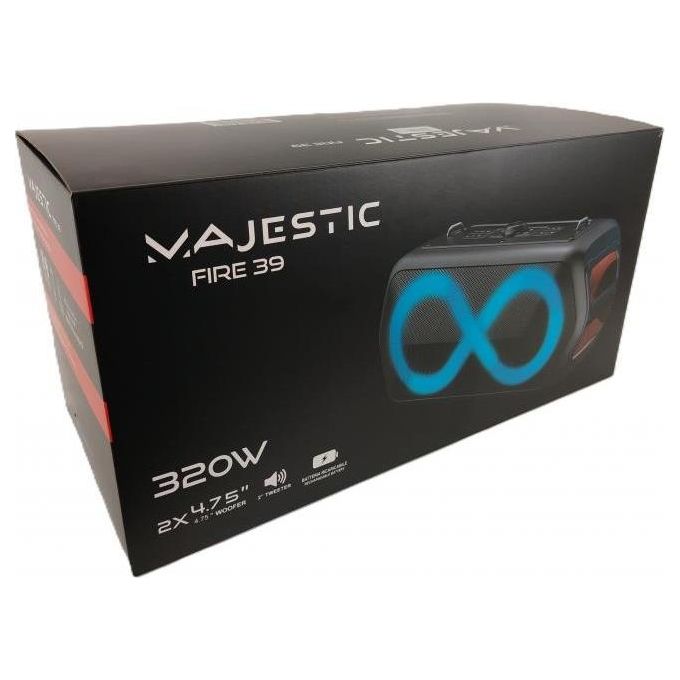 Majestic FIRE 39 Speaker Wireless audio 5.3 con Luci LED multicolor e Batteria Ricaricabile