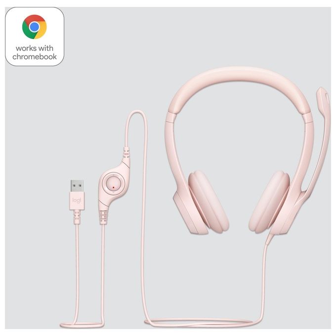 Logitech H390 Auricolare Cablato a Padiglione Ufficio USB Tipo A Rosa
