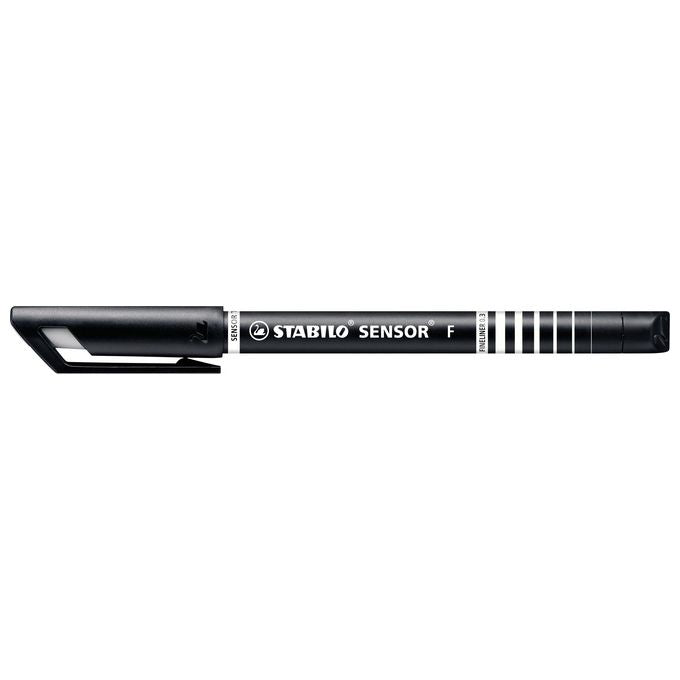 Fineliner con punta ammortizzata - STABILO SENSOR F - Tratto Fine (0,3 mm) - Astuccio da 4 - Nero-Blu-Rosso-Verde