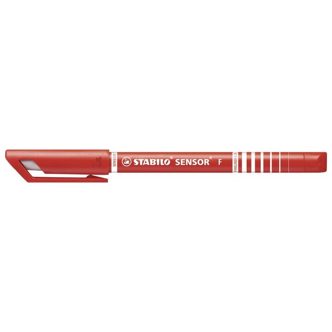 Fineliner con punta ammortizzata - STABILO SENSOR F - Tratto Fine (0,3 mm) - Astuccio da 4 - Nero-Blu-Rosso-Verde