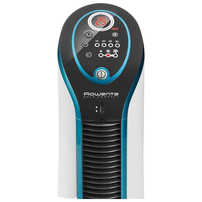 Rowenta VU6210 Eole Compact Ventilatore a Torre 30W 3 Velocita' 14cm Nero e Blu per un Rinfresco Efficace e Silenzioso