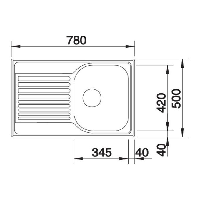 Blanco 1318615 Tipo 45 S Compact Lavello Acciaio Inox da Incasso Gocciolatoio a Sinistra 1 Vasca  78x50cm