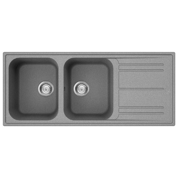 Smeg LZ116CT Lavello Sintetico da Incasso Standard Estetica Universale 2 Vasche + Gocciolatoio Reversibile 116 cm Cemento