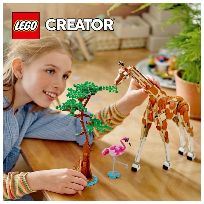 LEGO Creator 31150 3in1 Animali del Safari, Giocattolo Trasformabile da Giraffa in 2 Gazzelle o Leone , Giochi per Bambini 9+