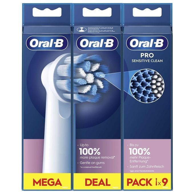 Braun Oral-B Testine di Ricambio Pro Sensitive Clean Confezione da 9 Testine
