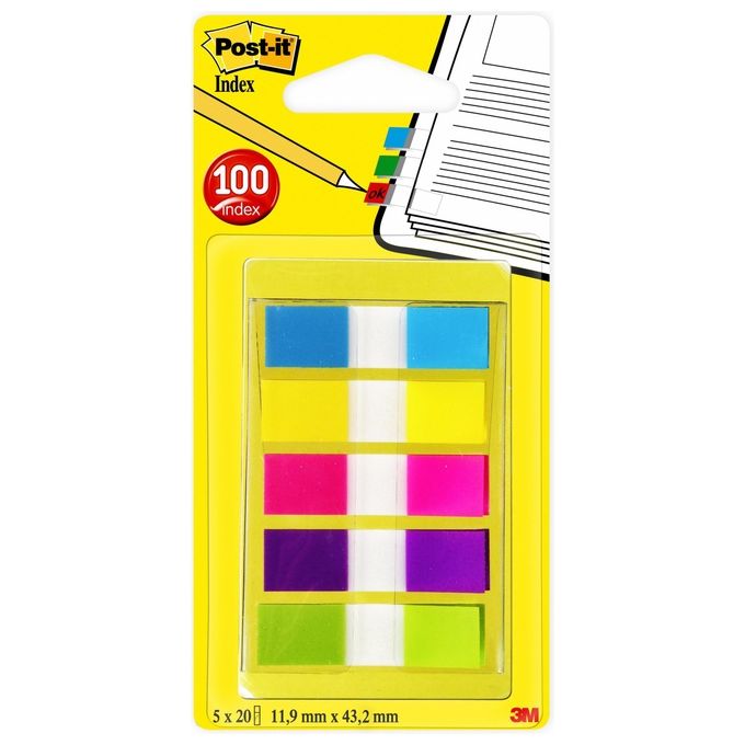 3M Post-it Index - Miniset Dispenser 100 Segnapagina 5 Colori (12x43.6 Mm)