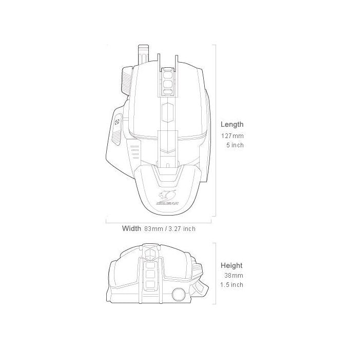 Cougar Mouse da Gioco Laser 700M Superior Ambidestro 8200 Dpi 1000 Hz Ottico Sensor Avago Adns-9800 USB Led Interruttori Omron Nero