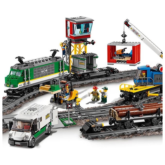 LEGO City Treno Merci, Giocattolo Telecomandato con Locomotore Motorizzato con Bluetooth RC a 10 Velocita', 3 Carrozze, Binari, Minifigure e Accessori