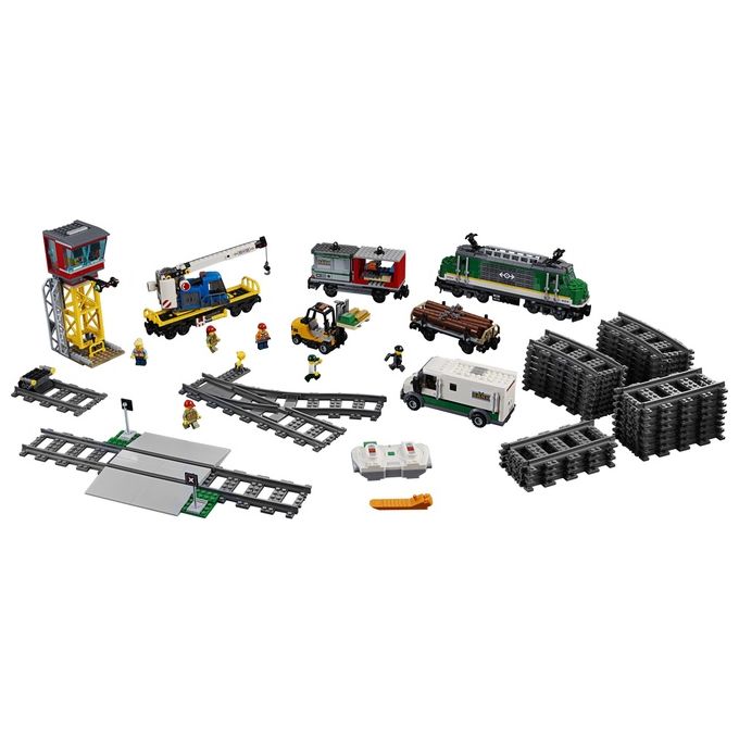 LEGO City Treno Merci, Giocattolo Telecomandato con Locomotore Motorizzato con Bluetooth RC a 10 Velocita', 3 Carrozze, Binari, Minifigure e Accessori
