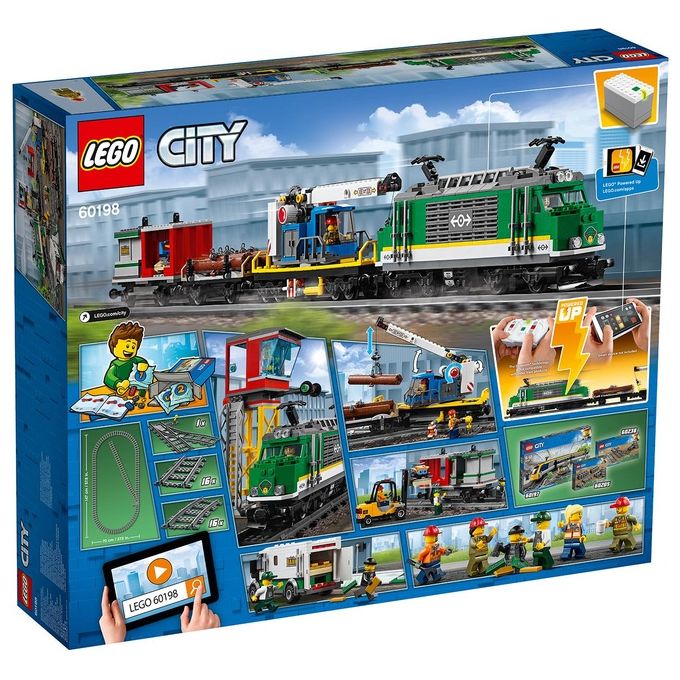LEGO City Treno Merci, Giocattolo Telecomandato con Locomotore Motorizzato con Bluetooth RC a 10 Velocita', 3 Carrozze, Binari, Minifigure e Accessori
