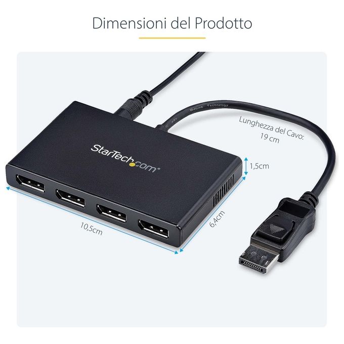 Startech adattatore splitter mst hub - displayport a 4 porte displayport