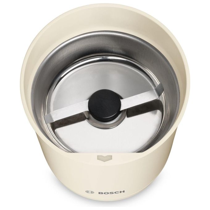 Bosch TSM6A017C - Macinacaffe' a lame, capacita' 75 g, potenza 180 W, corpo compatto in plastica color crema, lama in acciaio inox e sicurezza con blocco coperchio