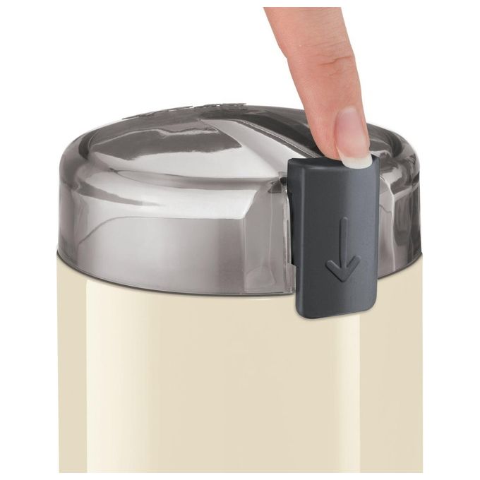Bosch TSM6A017C - Macinacaffe' a lame, capacita' 75 g, potenza 180 W, corpo compatto in plastica color crema, lama in acciaio inox e sicurezza con blocco coperchio