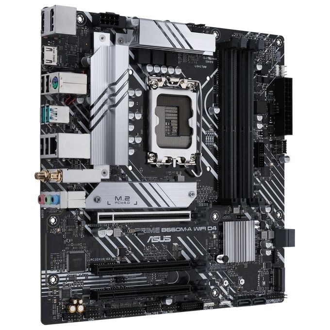 ASUS PRIME B660M-A WiFi D4 Scheda Madre mATX, Intel B660, LGA1700, DDR4, PCI 4.0, LAN Intel 1Gb, WiFi 6, Realtek 7.1 Surround, 2xM.2, 4xSATA 6GB-s, USB 3.2 Gen 2, Armoury Crate, Nero