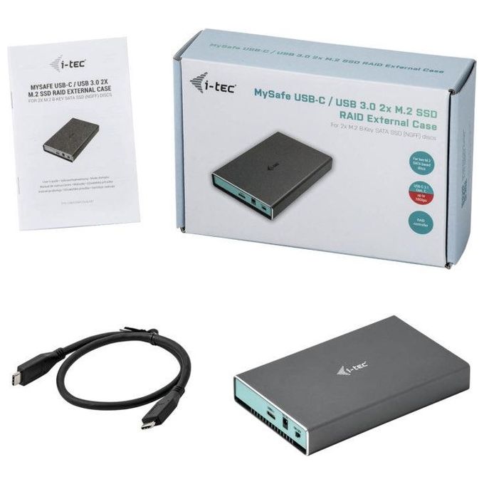 I-tec CAMYSAFEDUALM2 Contenitore di Unita' di Archiviazione M.2 Alloggiamento SSD Alluminio