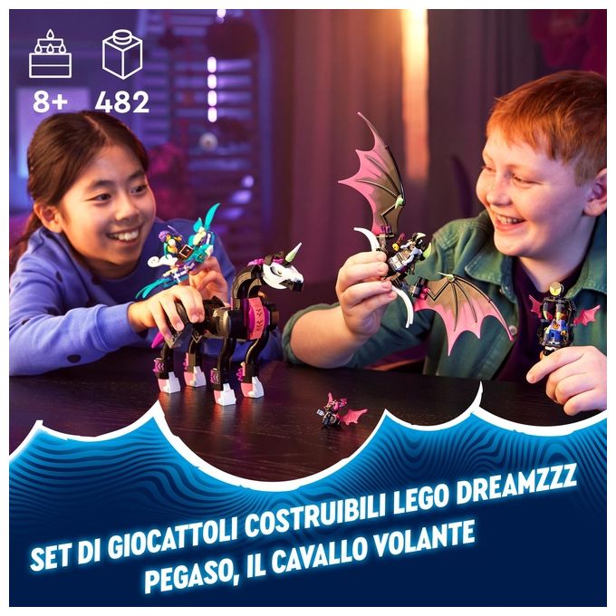 LEGO DREAMZzz 71457 Pegaso, il Cavallo Volante, Animale Giocattolo da Costruire in 2 Modi con Minifigure, Giochi per Bambini