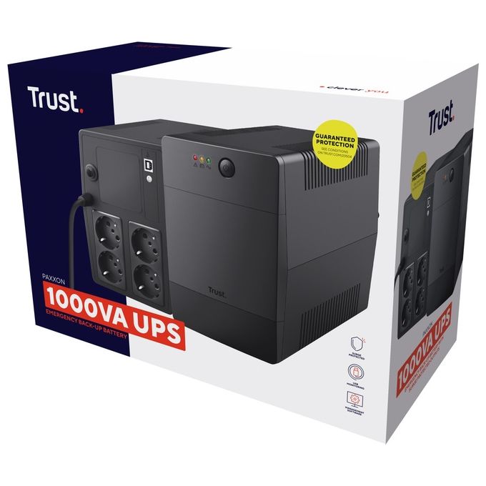 Trust Paxxon 1000VA Gruppo di Continuita' 4 Prese di Corrente a Parete con Batteria e Protezione da Sovratensione