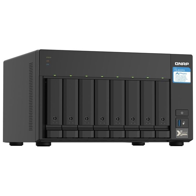 Qnap TS-832PX-4G Nas 8 Hd 35'-25' Sata6 2P Giga+2x 10gBe Sfp+2px 25gbe 3P Usb 3.0 4Gb Ddr4 SoDimm Cpu Al324 1.7ghz Qcore
