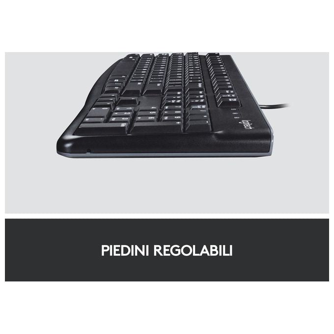 Logitech K120 Tastiera USB Cablata Full-size QWERTY Italiano Nero per Windows-Linux