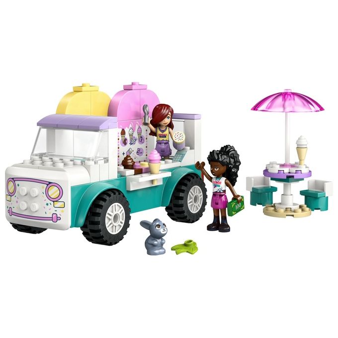 LEGO Friends Il Furgone dei Gelati di Heartlake City Giochi Creativi e Didattici per Bambine da 4 Anni con Camion Giocattolo 2 Mini Bamboline un Coniglietto Cibo e Accessori Set con Veicolo 42644