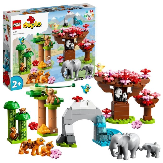 LEGO Duplo Animali dell'Asia Giochi Educativi per Bambini con 11 Figure di Animali e Mattoncino con Suoni Realistici