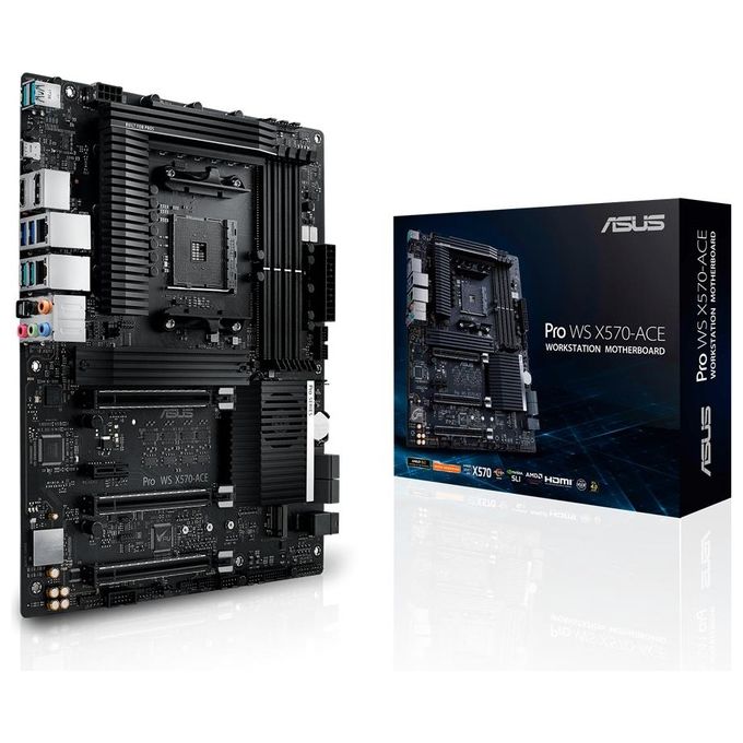 ASUS Pro WS X570-ACE Workstation scheda madre ATX AMD AM4 Ryzen 3000 14 fasi di alimentazione PCIe 4.0 M.2 DDR4 ECC U.2 Intel LAN SATA USB 3.2 Gen2 Type-A Type-C ASUS Control Center Express