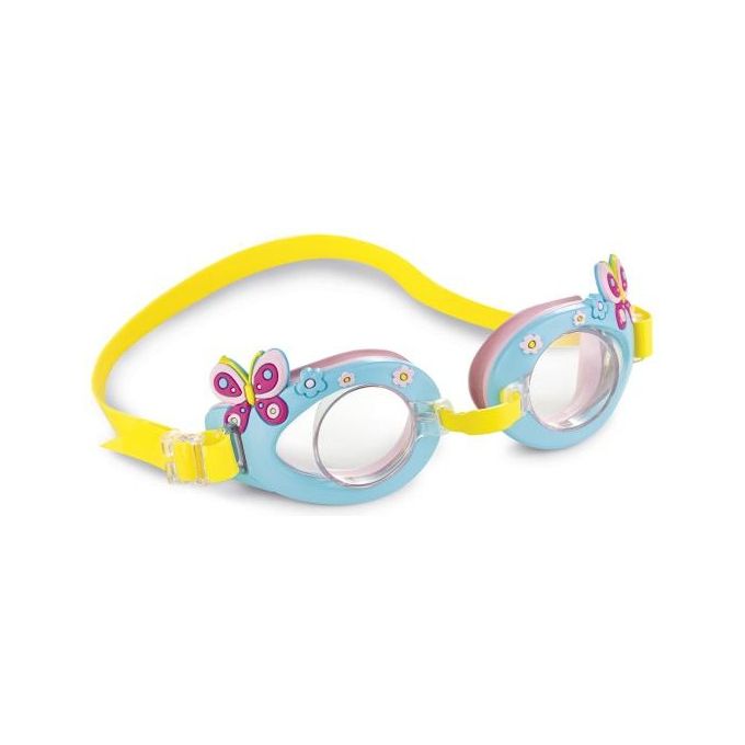 Intex Fun Goggles 55610 – Occhialini da nuoto per bambini 3–8 anni, design animali assortiti, lenti antigraffio e UV, cinturino regolabile