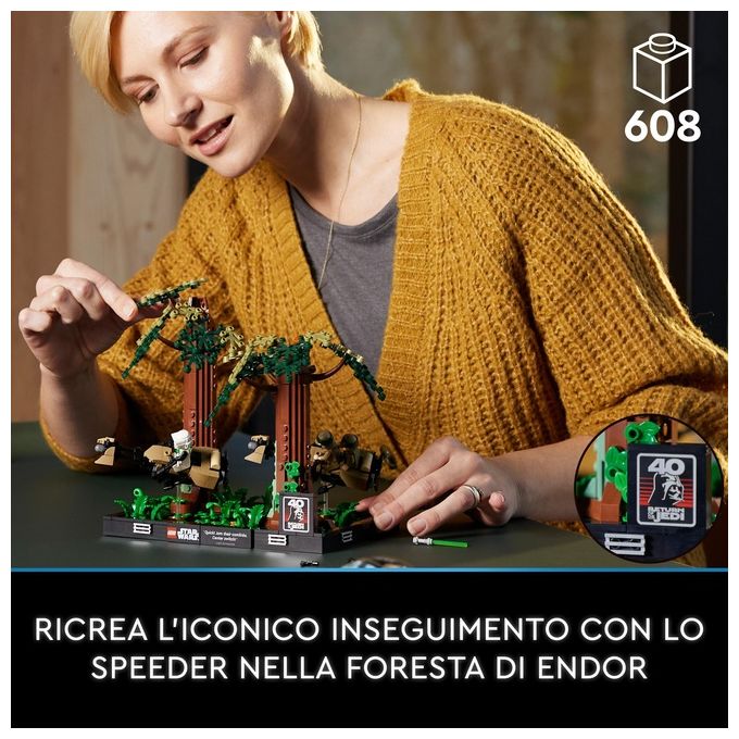 LEGO Star Wars 75353 Diorama Inseguimento con lo Speeder su Endor con Luke Skywalker e Principessa Leia, Il Ritorno dello Jedi