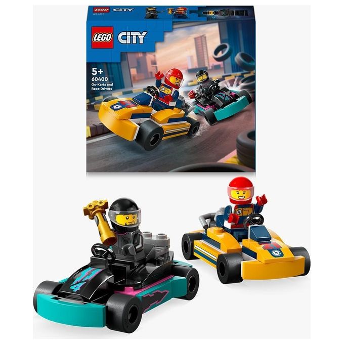 LEGO City 60400 Go-Kart e Piloti 60400-LEGO Modellini da Costruire di Mini Go Kart da Corsa Veicoli Giocattolo per Bambini di 5+ Anni