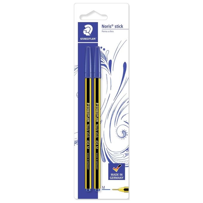 Staedtler Confezione 2 Penne a Sfera Noris Stick Sezione Esagonale Colore blu