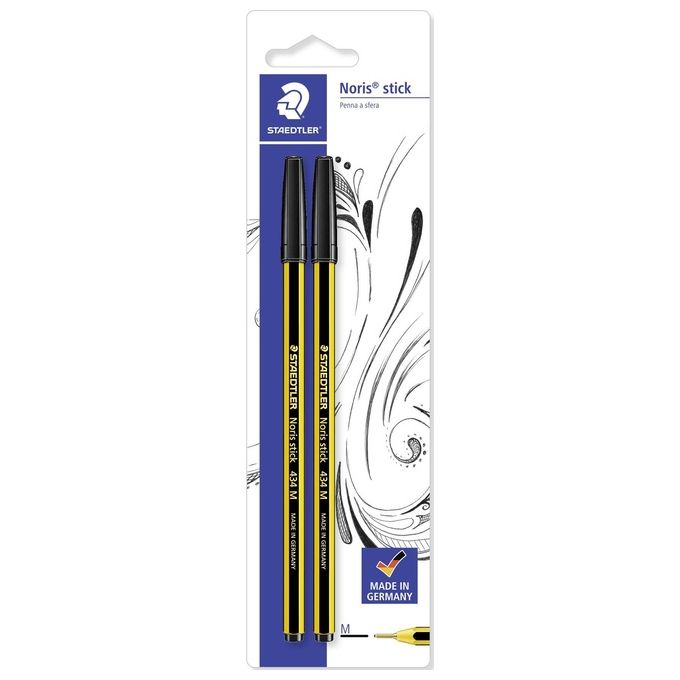 Staedtler Confezione 2 Penne a Sfera Noris Stick Sezione Esagonale Colore Rosso
