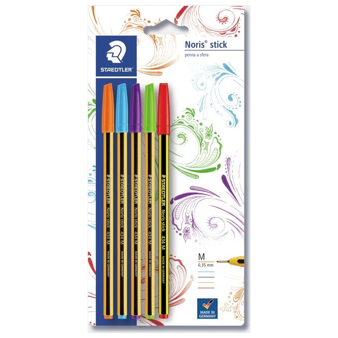 Staedtler 434-SBK5P2 Penna Sfera 5 Pezzi Noris Fluo